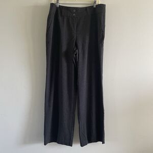 Chicos Wool Blend Dress Pants Size XL‎ 3 Dark Gray Black Thin Stripes Office